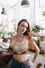 Load image into Gallery viewer, High Neck Crochet Lace Bralette XS/S / Rust