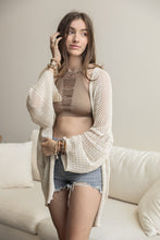 Load image into Gallery viewer, Knit Netted Cardigan Ponchos Cream