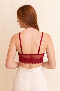 Lace Crop Camisole Bralette Red