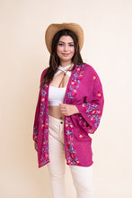 Load image into Gallery viewer, Lightweight Anemone Embroidered Kimono One Size / Fuchsia