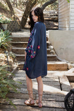 Load image into Gallery viewer, Lightweight Anemone Embroidered Kimono One Size / Navy