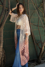 Load image into Gallery viewer, Ombre Bohemian Lace Kimono Rose