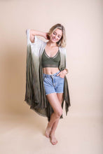 Load image into Gallery viewer, Ombre Vertical Stitched Kimono Hunter Green