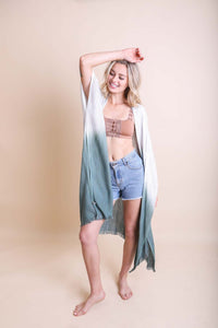 Ombre Vertical Stitched Kimono Sage