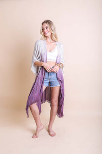 Ombre Vertical Stitched Kimono Purple