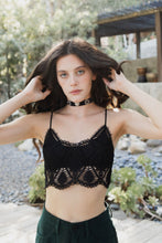 Load image into Gallery viewer, Overlay Crochet Longline Bralette Small / Black