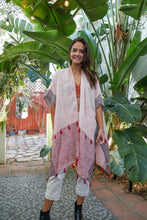 Load image into Gallery viewer, Persian Style Two Tone Tassel Kimono One Size / Rose