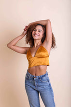 Load image into Gallery viewer, Satin Longline Bralette Small / Mustard