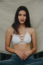 Load image into Gallery viewer, Seamless Lace Up Racerback Bralette XS/S / White