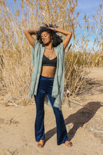 Load image into Gallery viewer, Sequin Detailed Frayed Kimono Sage