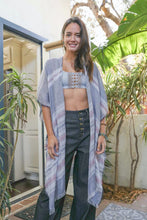 Load image into Gallery viewer, Striped Frayed Colorful Kimono