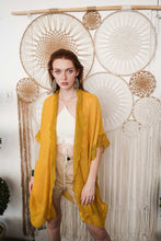 Load image into Gallery viewer, Sunshine Lace Trim Kimono Mustard