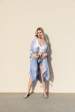 Load image into Gallery viewer, Velvet Mesh Tapestry Kimono Ponchos One Size / Periwinkle