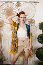 Load image into Gallery viewer, Vibrant Multicolor Frayed Kimono Mustard