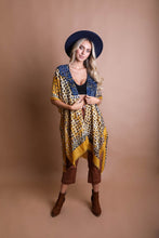 Load image into Gallery viewer, Vibrant Multicolor Frayed Kimono Mustard